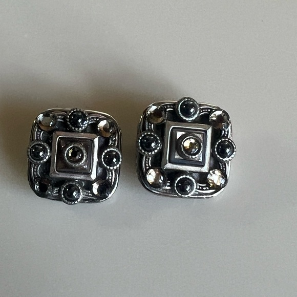 Michal Golan Clip Hand Crafted Earrings Silver & Semi Precious Stones - Picture 4 of 4